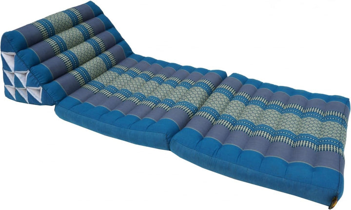 GURU SHOP Thaikissen, Dreieckskissen, Kapok, Tagesbett mit 2 Auflagen - Türkis/grau, 30x50x120 cm, T