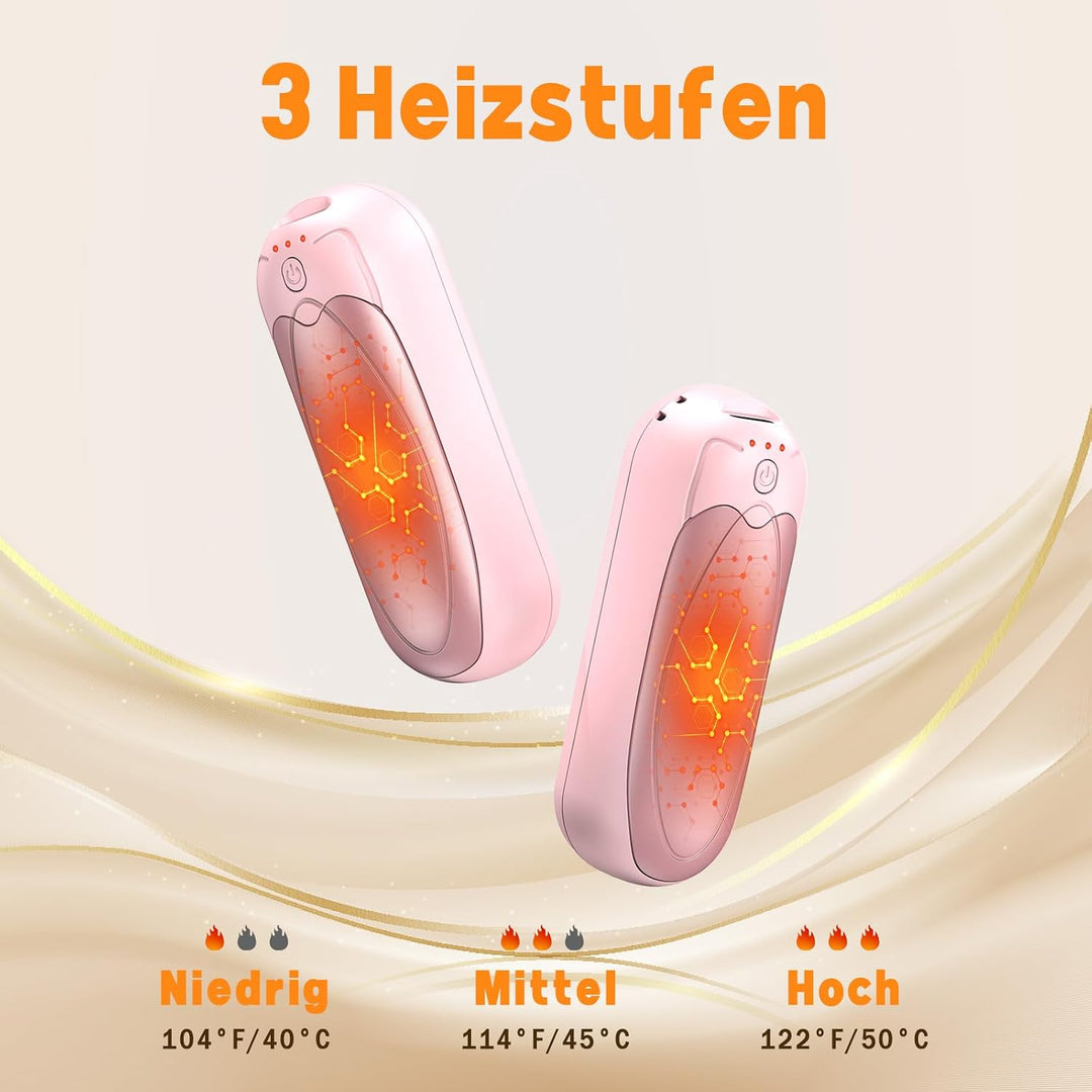 Handwärmer Wiederaufladbar 2er-Set, 7000mAh Elektrische Taschenwärmer mit 3 Heizstufen, Tragbare Mag