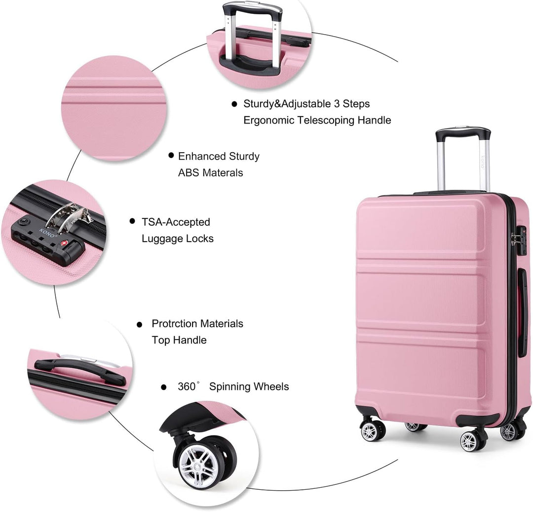 KONO Koffer Hartschale Handgepäck Trolley 55x40x22cm Zwillingsrollen Reisekoffer mit TSA Schloss, 38