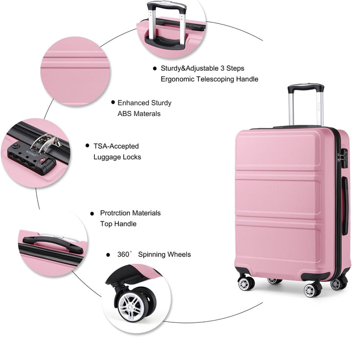 KONO Koffer Hartschale Handgepäck Trolley 55x40x22cm Zwillingsrollen Reisekoffer mit TSA Schloss, 38