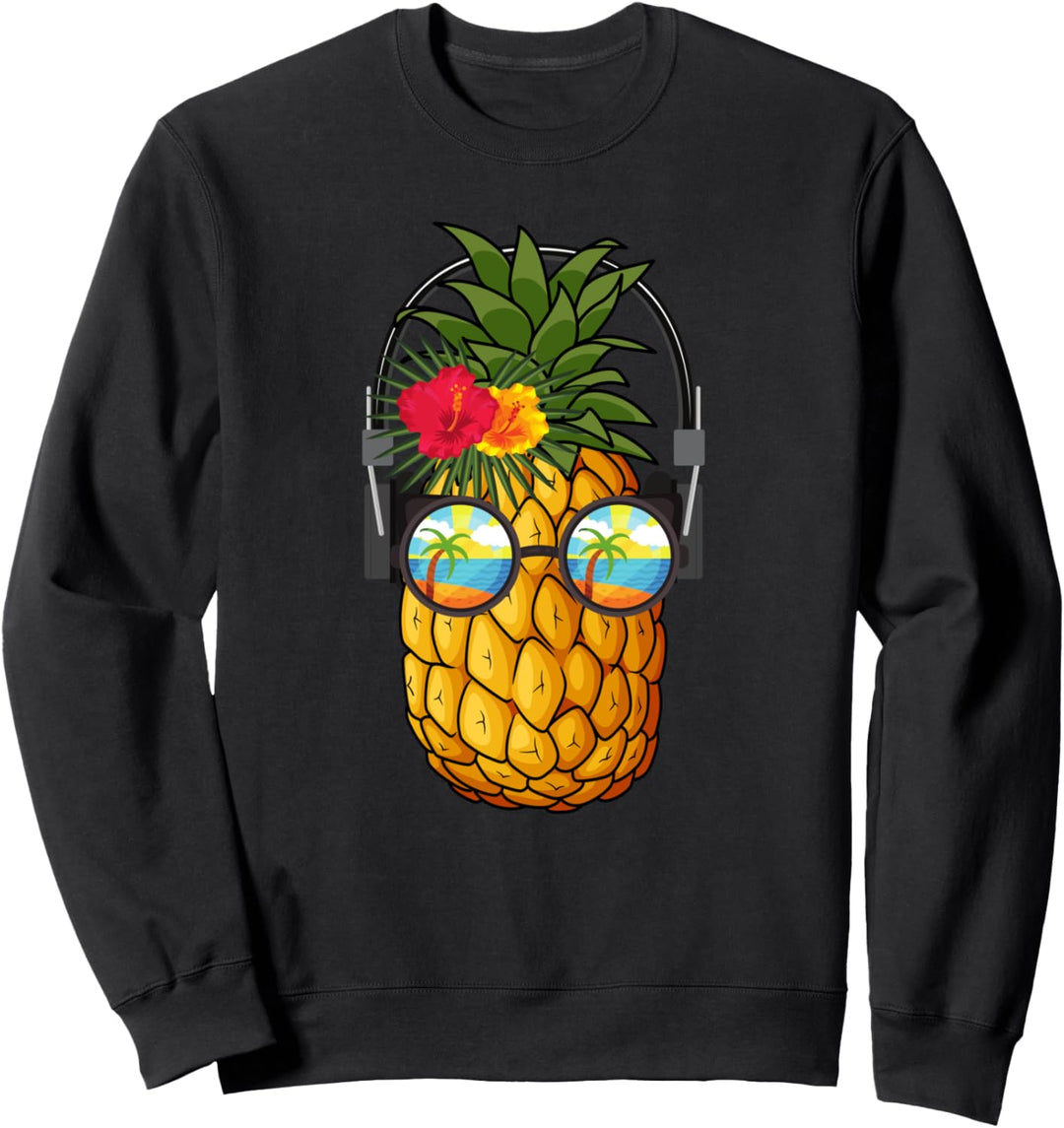 DJ-Ananas-Sonnenbrille mit Kopfhörern Sweatshirt