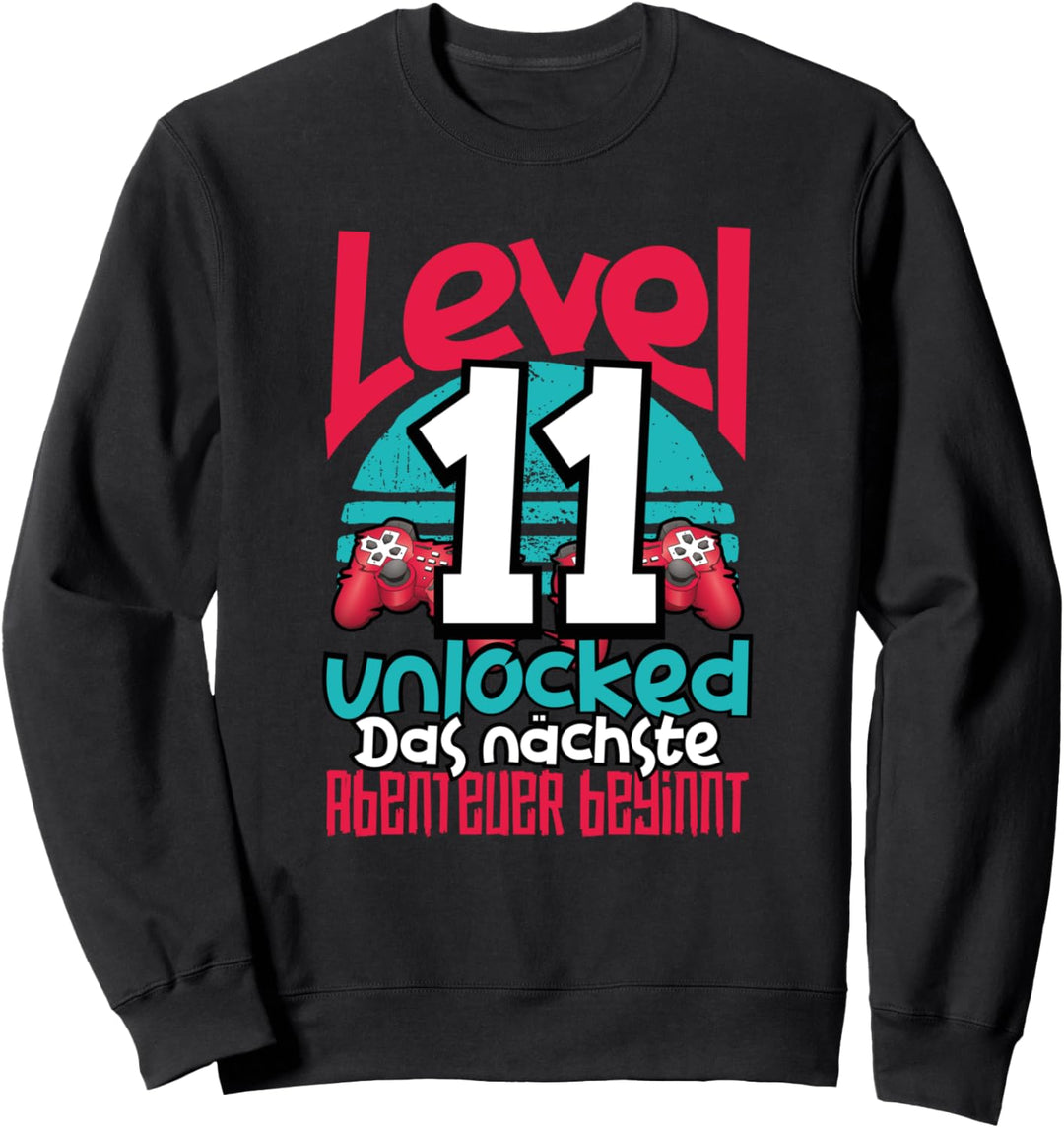 Level 11 Unlocked Gamer 11th Birthday Gift Cool Retro Gaming Sweatshirt
