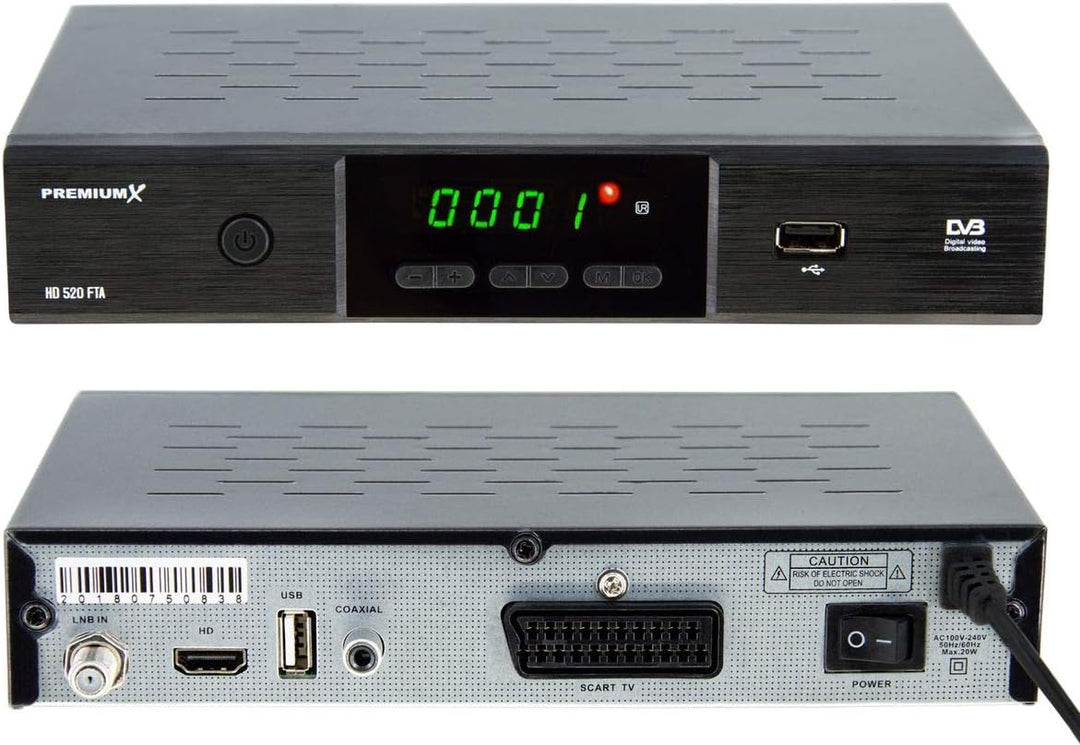 Premium X HD 520SE FTA Digital Satelliten Receiver DVB-S2 FullHD SAT Empfänger HDMI SCART USB Mediap