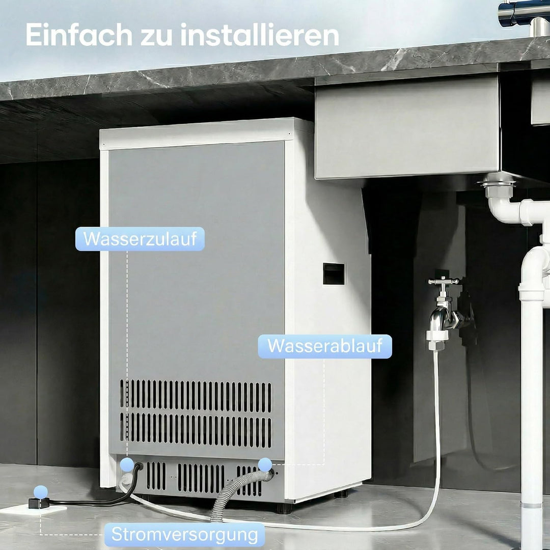 HOMCOM Kommerzielle Eiswürfelmaschine 55kg/24H Selbstreinigend Eismaschine aus Edelstahl mit 13kg Sp