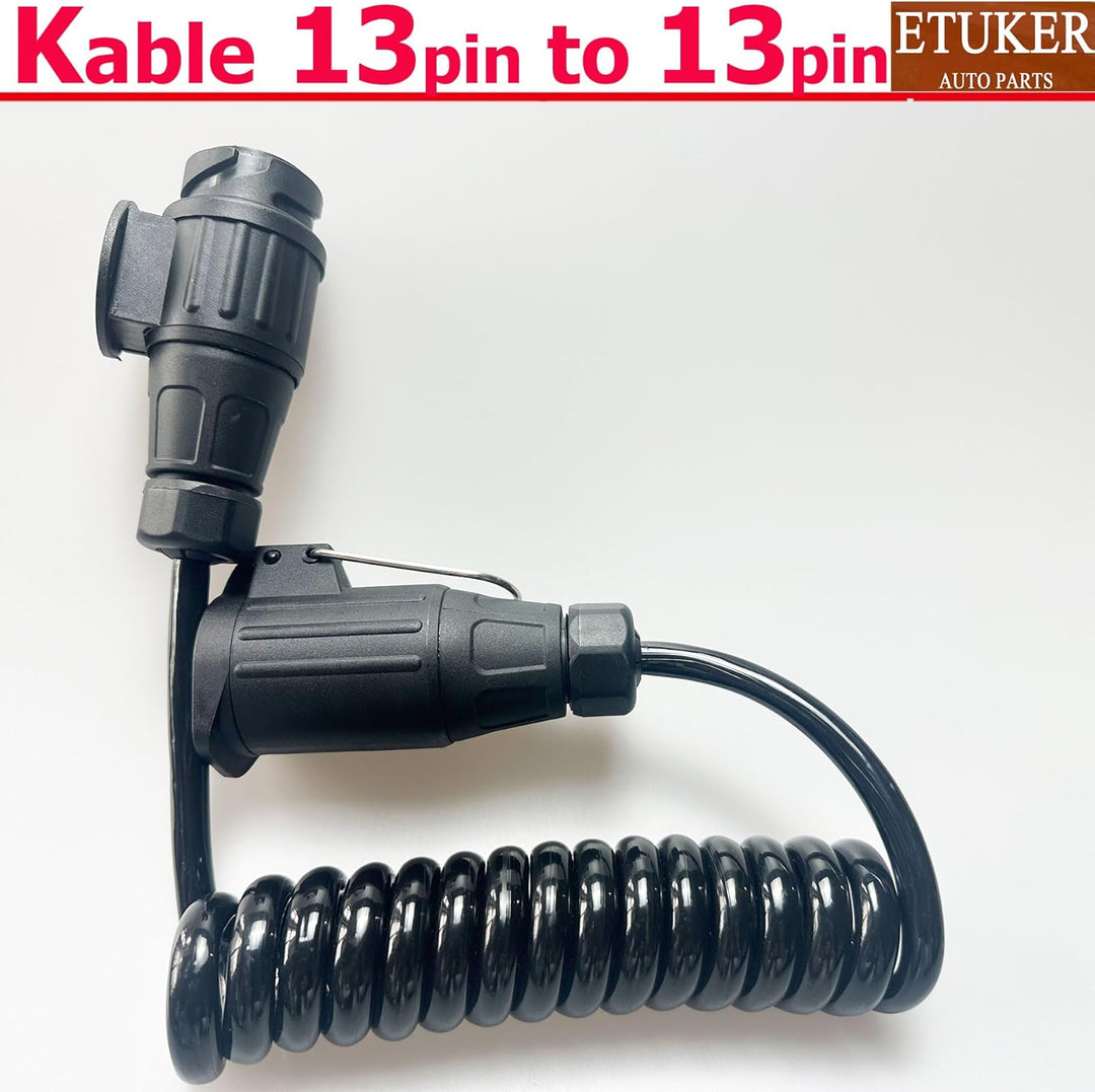 Anhänger Adapter Spiralkabel 7 Polig Max.2M,13 auf 13 Anhänger Verlängerung Kabelverbinder fur LKW R