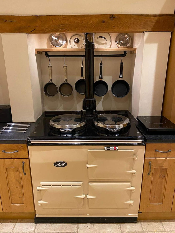 Toplife Hakenleiste Küche 80 cm, schwarze Hängeleiste mit 14 Haken, Stange für Küchenutensilien, 80
