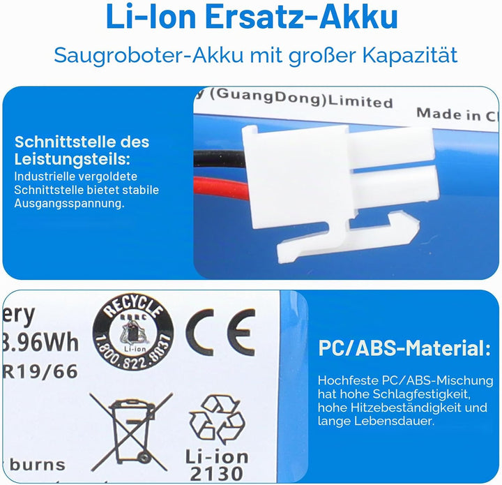 14,8 V 3400 mAh Li-Ionen Ersatzakku für ILIFE A4, A4s, A4s Pro, A6, A7, A9, A10, V7, V7s, V7s Plus,