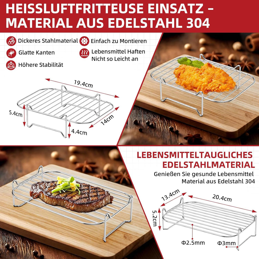 Ninja Heissluftfritteuse Zubehör, 9 Stück Airfryer Zubehör für Ninja Dual Zone AF400EU AF300EU 7,6L–