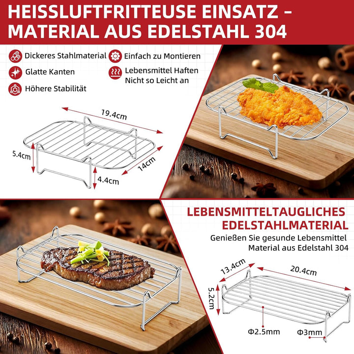 Ninja Heissluftfritteuse Zubehör, 9 Stück Airfryer Zubehör für Ninja Dual Zone AF400EU AF300EU 7,6L–
