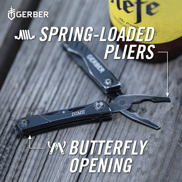 Gerber Multifunktionswerkzeug mit 12 Funktionen, Dime Pocket Multi-tool, Schwarz, 31-003610 Schwarz