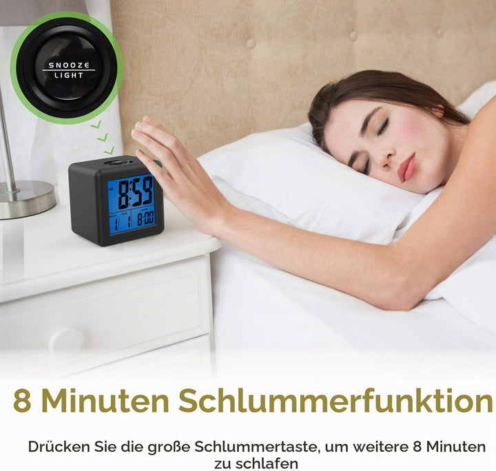 Plumeet Digitaler Reisewecker, Einfach Einzustellen, mit Schlummermodus, Weichem Nachtlicht, Grossem