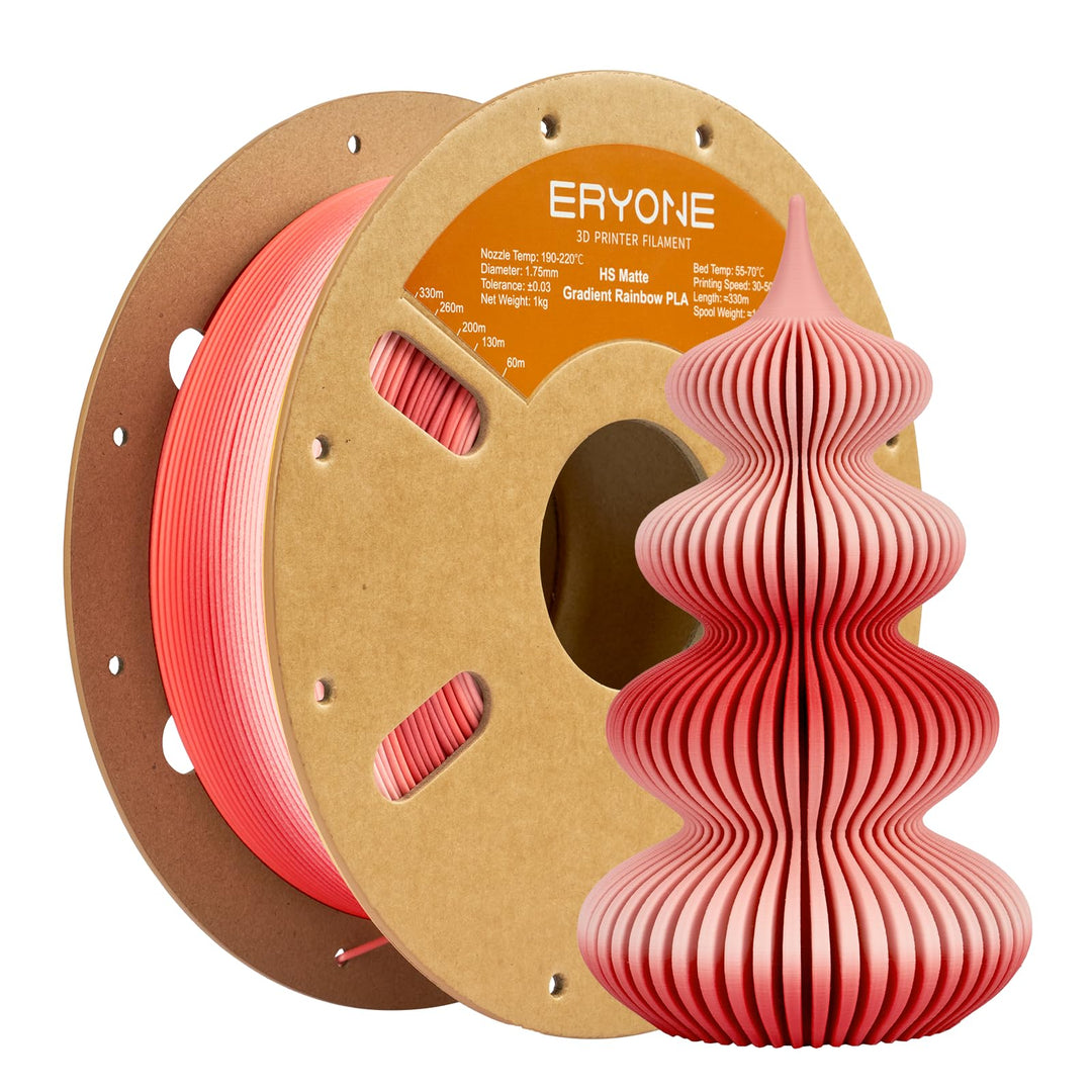 ERYONE Matte PLA 3D Drucker Filament 1.75mm, Matte Gradient Rainbow PLA, Massgenauigkeit +/- 0.03 mm