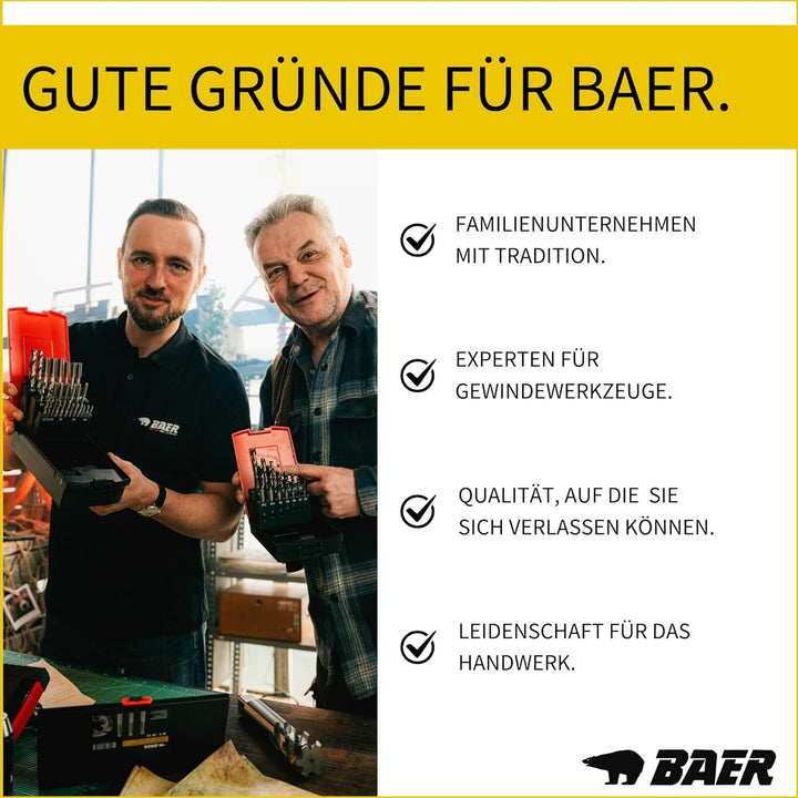 BAER SET HSS Handgewindebohrer | Schneideisen | Werkzeuge : M 3-12 - Gewindeschneider-Set | Gewindes
