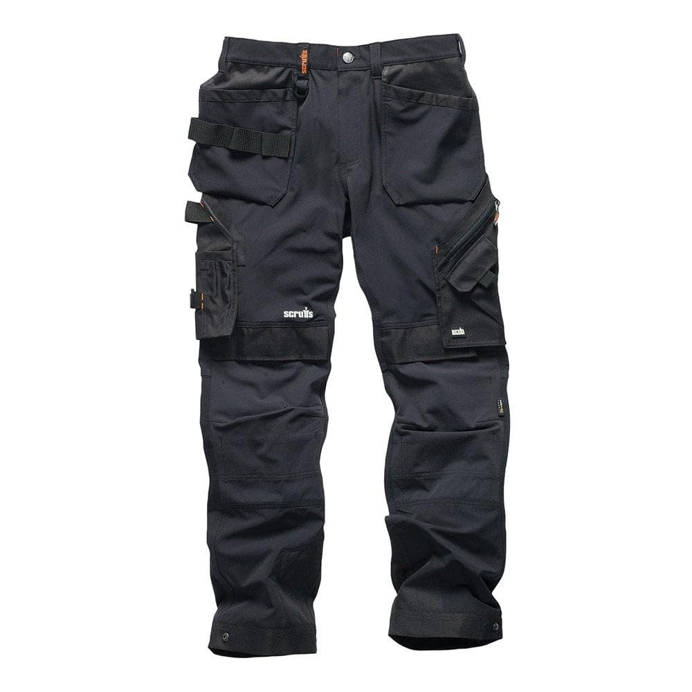 Scruffs Arbeitshose mit Holstertaschen „Pro Flex Plus“ Schwarz 30W Kurz, Schwarz 30W Kurz