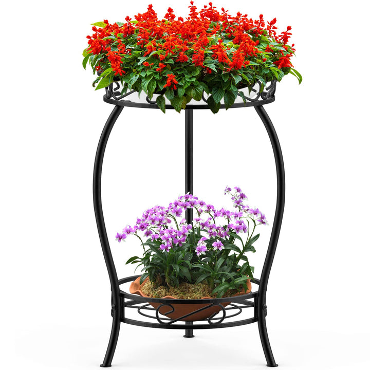 Bomclap Pflanzenständer aus Metall, 48cm Blumenständer Pflanzenständer, 2-stufige Blumentopf Ständer