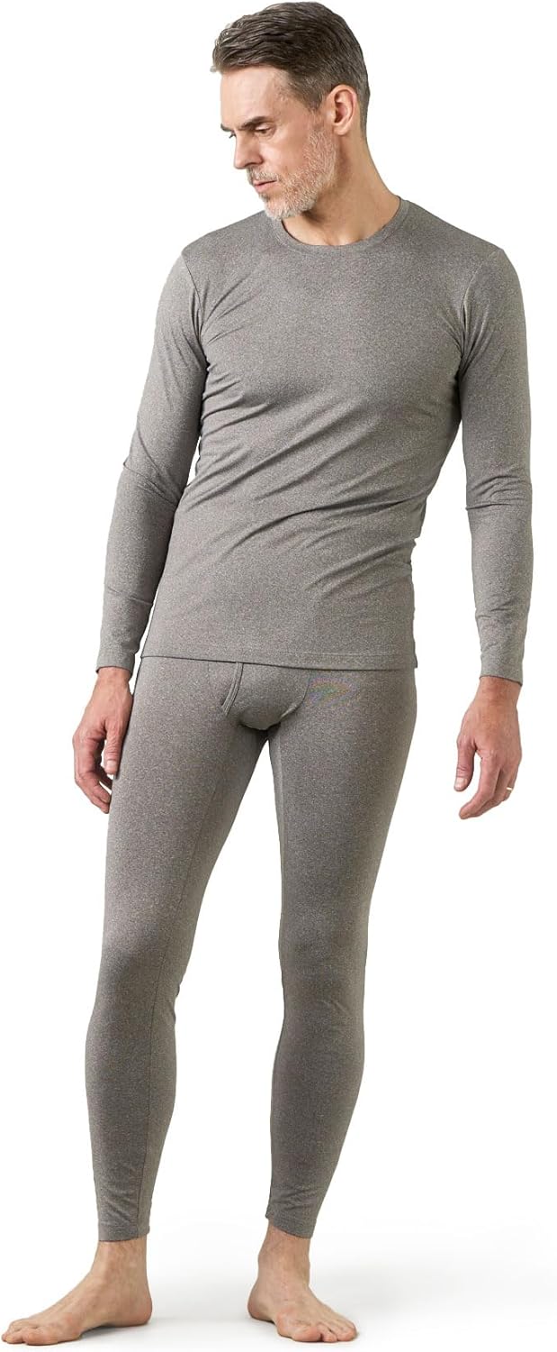 LAPASA Herren Innenfleece Thermounterwäsche Set, Thermounterhemd & Thermohosen Funktionsunterwäsche