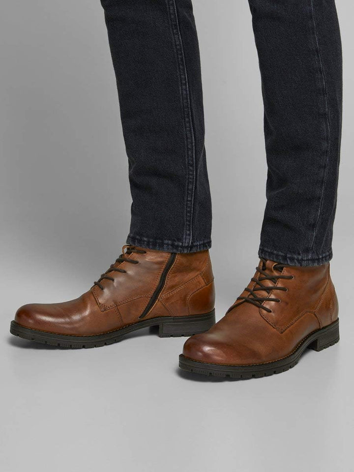 JACK & JONES Herren Jfworca Leather Anthracite 19 STS Chukka Boots 40 EU Cognac, 40 EU Cognac