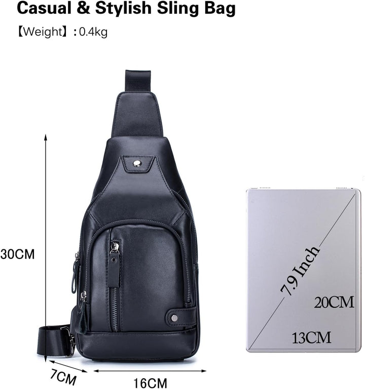 FANDARE Leder Brusttasche Sling Rucksack Sling Chest Bag für Herren Schultertasche Schulterrucksack
