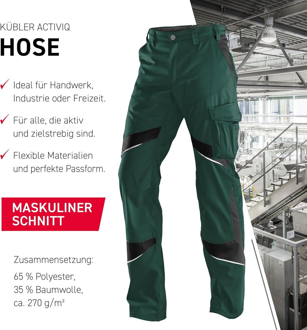 KÜBLER Workwear KÜBLER ACTIVIQ Arbeitshose moosgrün/schwarz Moosgrün/Schwarz 52, Moosgrün/Schwarz 52