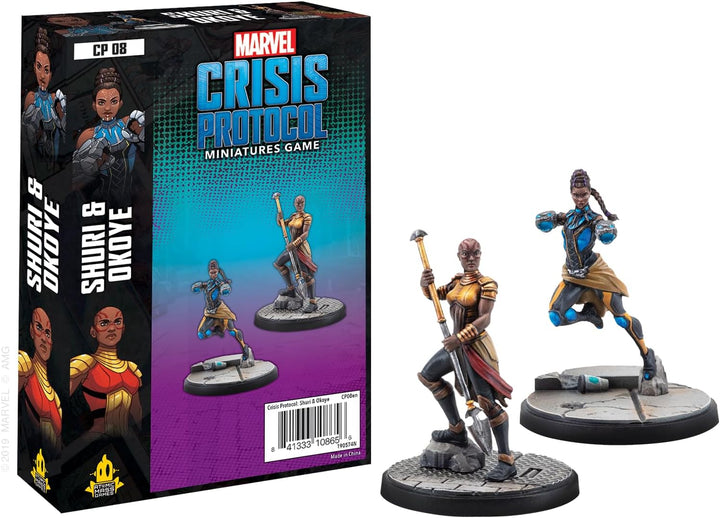 Atomic Mass Games , Marvel Crisis Protocol: Character Pack: Shuri and Okoye, Miniatures Game, Ages 1
