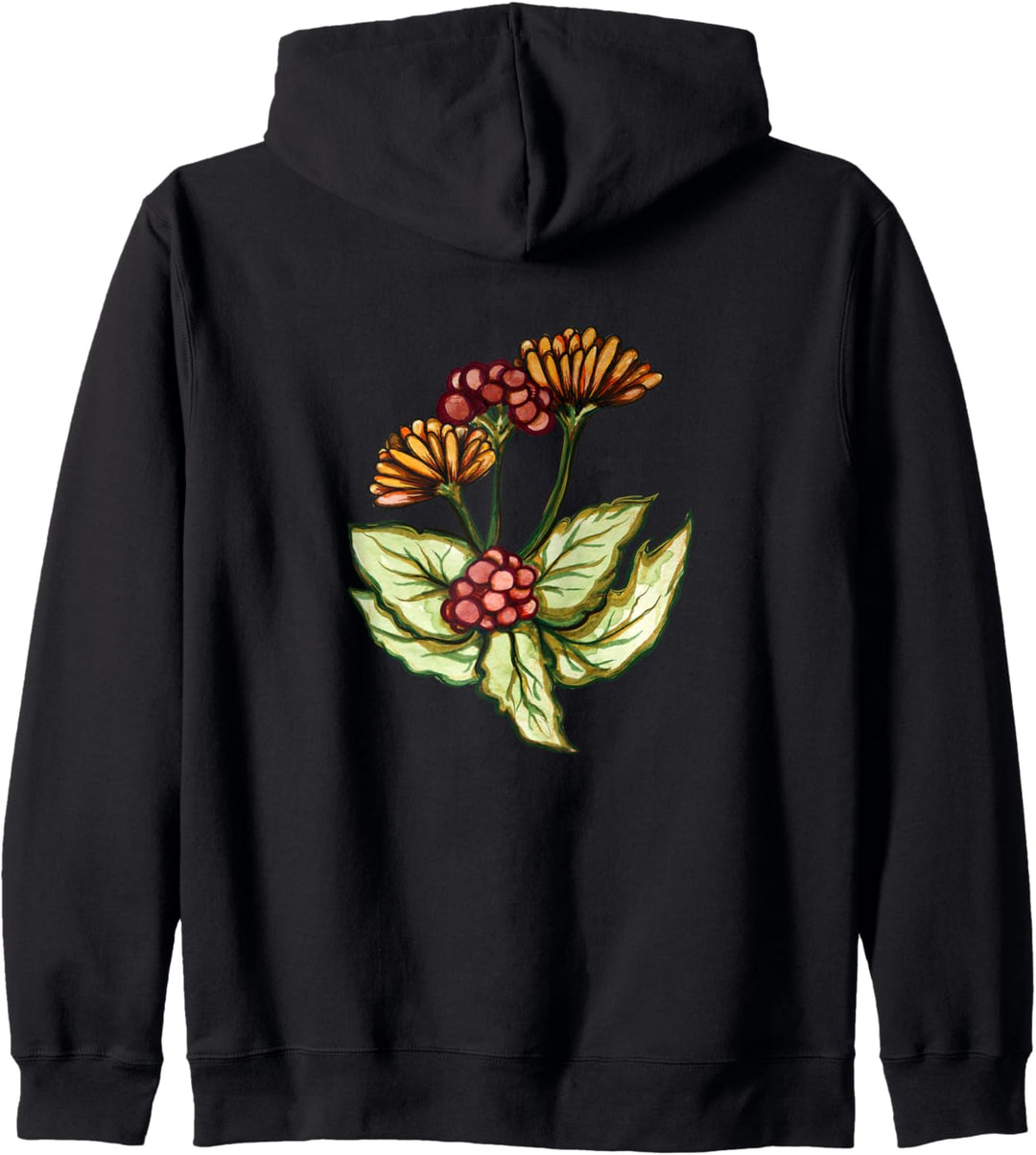 Vintage-Herbstblumen-Aquarell-Kunstwerk. Kapuzenjacke