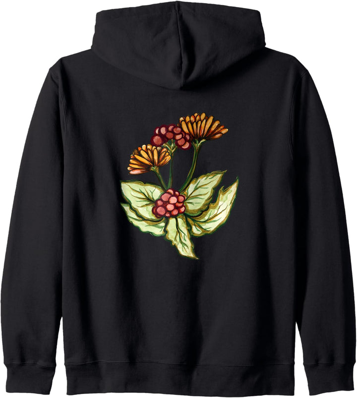 Vintage-Herbstblumen-Aquarell-Kunstwerk. Kapuzenjacke
