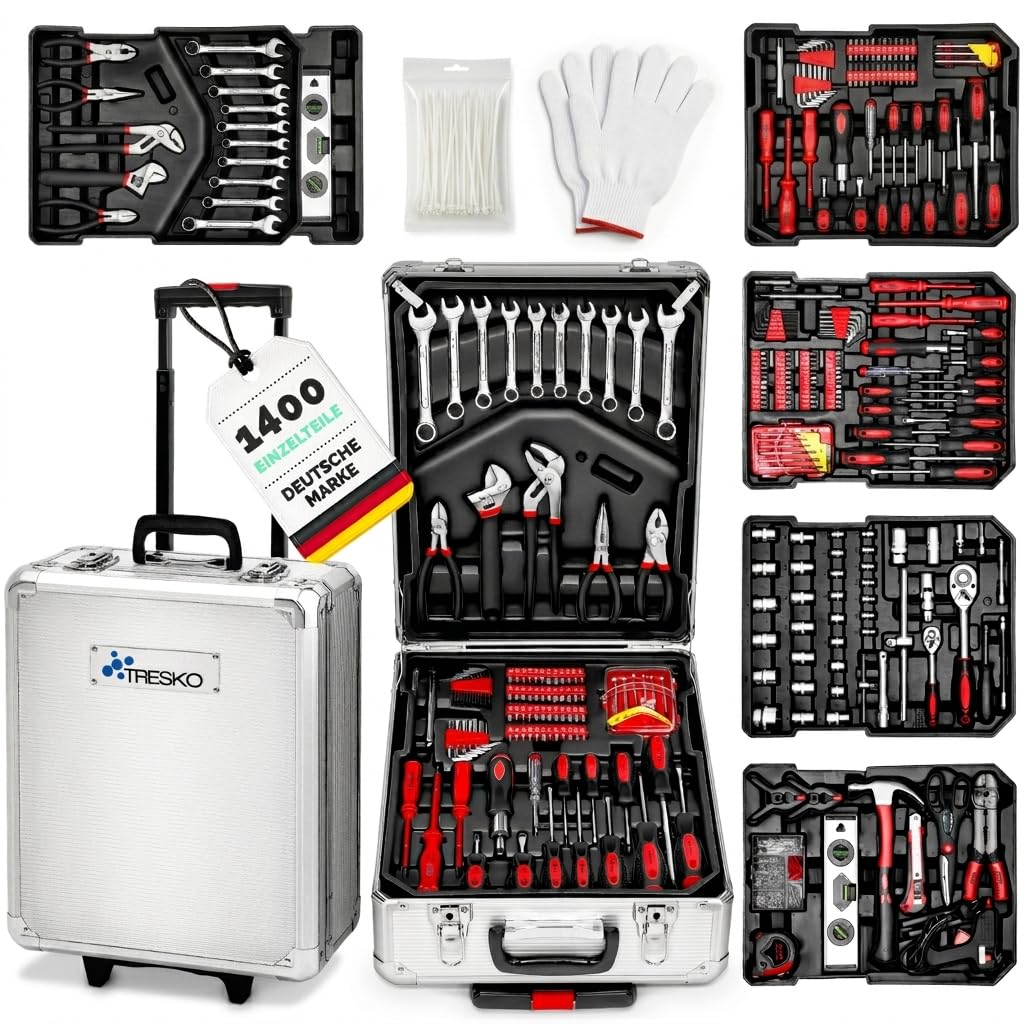 TRESKO® Werkzeugkoffer 949 teilig | Werkzeugkasten | Werkzeugkiste | Werkzeugtasche | Werkzeug Set |