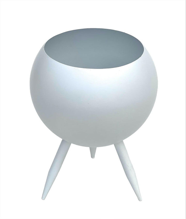 DanDiBo Blumenhocker Metall mit Topf Weiss 27 cm Blumenständer 96259 L Blumensäule Modern Pflanzenst