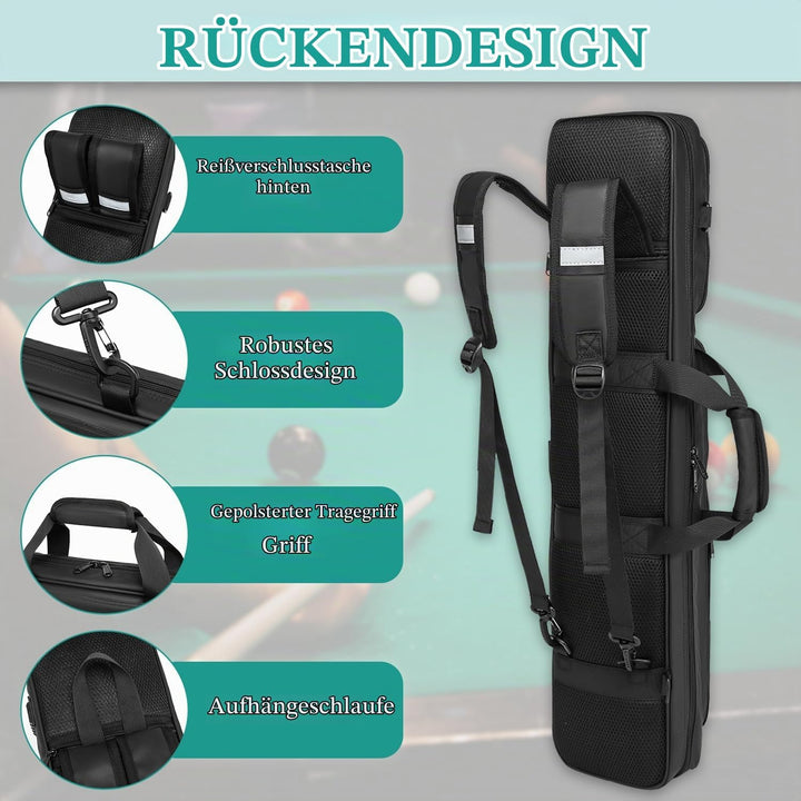 4X4 Billard Queue Tasche wasserdichte Pool Cue Case für 4 Unterteile und 4 Schäfte weiche Pool Stick