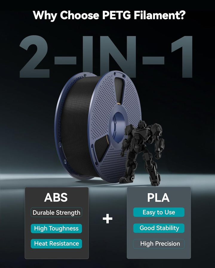 SUNLU PETG Filament 1.75 mm, Hochfestes 3D Drucker Filament PETG, Unübertroffene Haltbarkeit und Fle