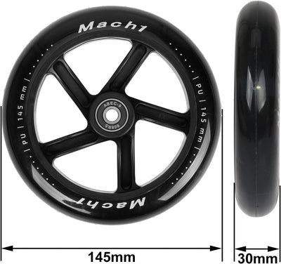 2 Stück 145x30mm Mach1 Kickscooter Rollen-Set inklusive Kugellager + Spacer - Cityroller Ersatz Reif