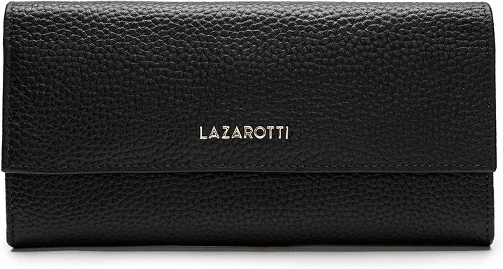 Lazarotti Bologna grosse Leder Geldbörse Damen | mit Druckknopf, grossem Reissverschlussfach, 12 Kar