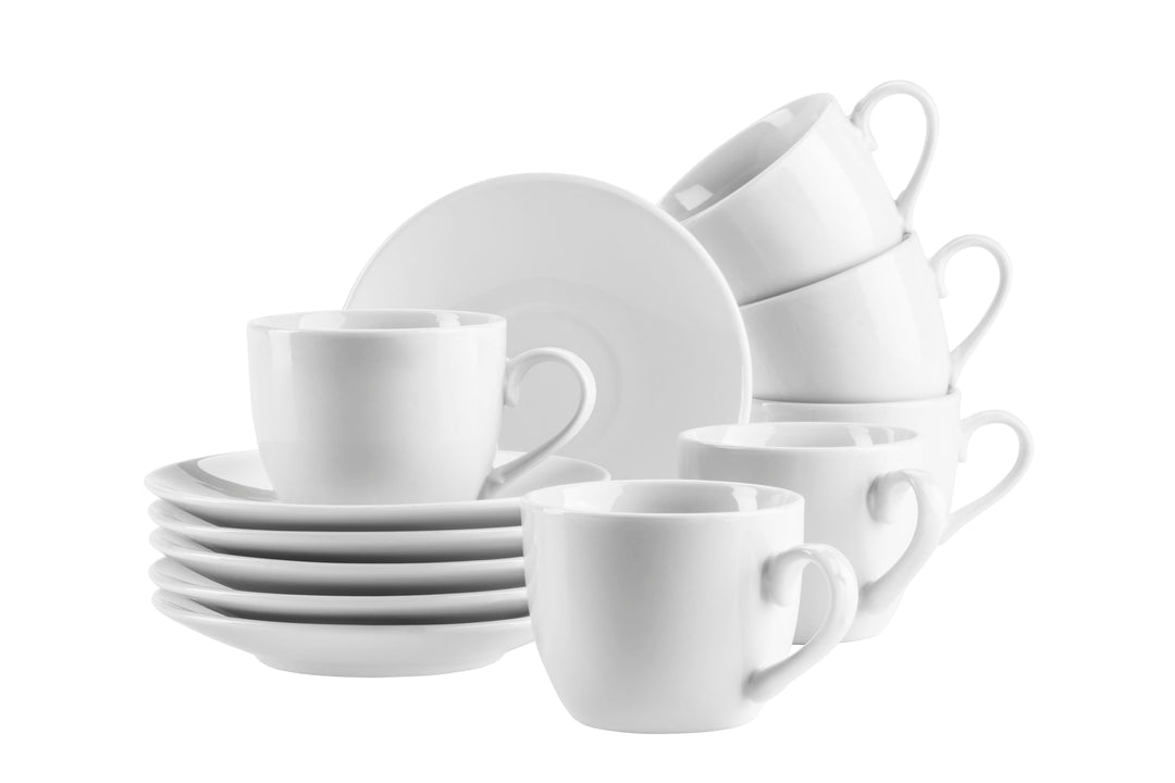 Mäser Serie Barca, Espressotassen-Set 12-teilig für 6 Personen – 6 Tassen &amp; 6 Untertassen, Porzellan