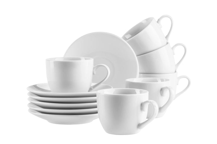 Mäser Serie Barca, Espressotassen-Set 12-teilig für 6 Personen – 6 Tassen &amp; 6 Untertassen, Porzellan
