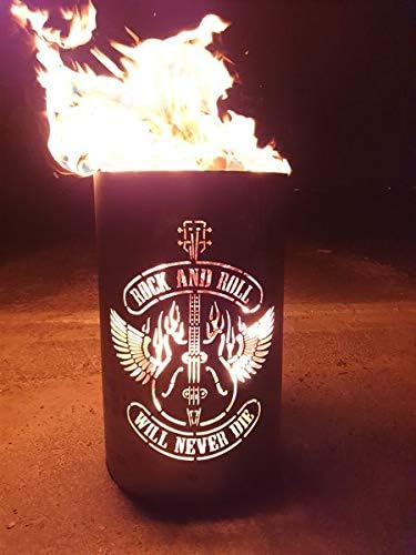 TiKo-Design Feuertonne/Feuerkorb - Lagerfeuertonne mit Motiv Rock and Roll - Will Never die – Verlei