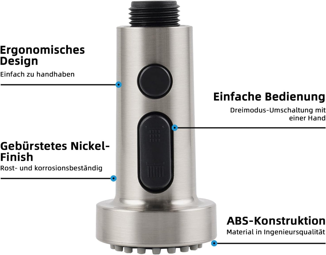 3 Modi Wasserhahn Aufsatz Pull out Brausekopf Küchenarmatur Geschirrbrause Handbrause Wassersparer f