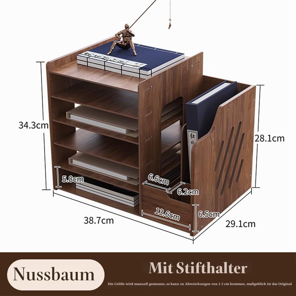 Hggzeg Schreibtisch-Organizer aus Holz,grosse Kapazität,Schreibtisch-Organizer,Aktenregal,A4-Papier-