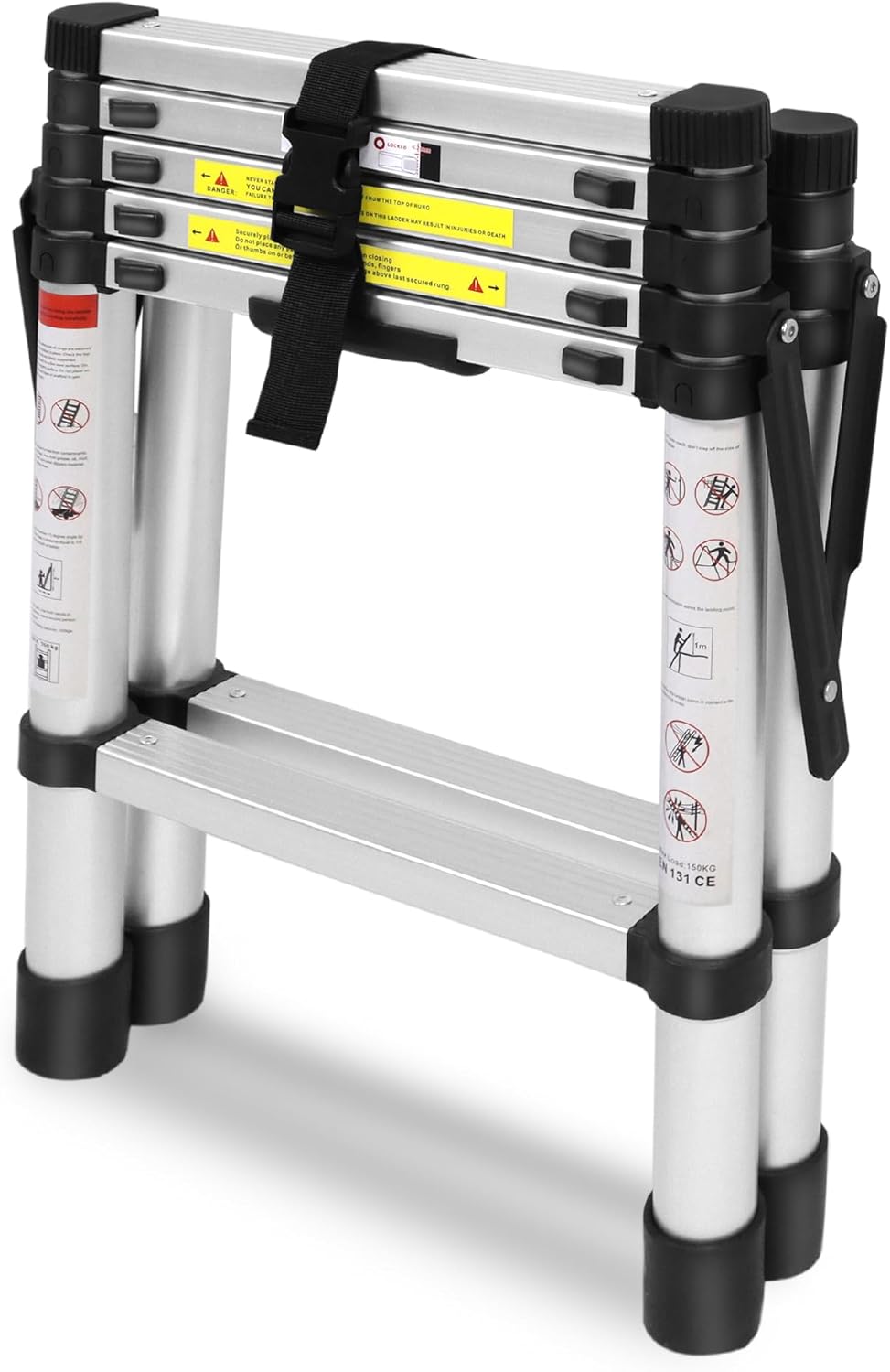 XMTECH 1.4m+1.7m Aluminium Teleskopleiter Klappleiter A-Rahmen 5 + 6 Stufen, Rutschfester Aluleiter