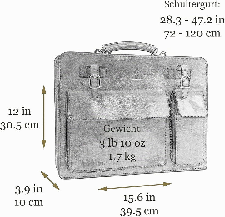 Time Resistance Leder Arbeitstasche – Handgemacht Ledertasche 15 Zoll Laptoptasche Bürotasche Notebo