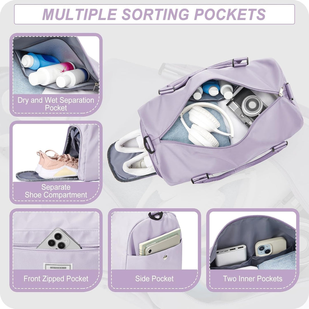 HYC00 Sport Duffel Bag Damen Handgepäck Sporttasche für Damen Herren mit Nassfach & Schuhfach, Reise