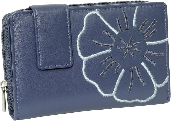Branco Leder Geldbörse Portemonnaie Damenbörse Damen Lang Geldbeutel Blau, Blau