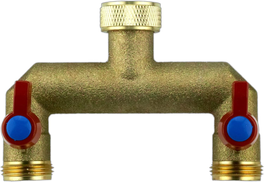 2-Wege Verteiler Wasseranschluss 3/4"IG - 2x3/4"AG Anschluss von 2 Geräten 2-fach Ventile
