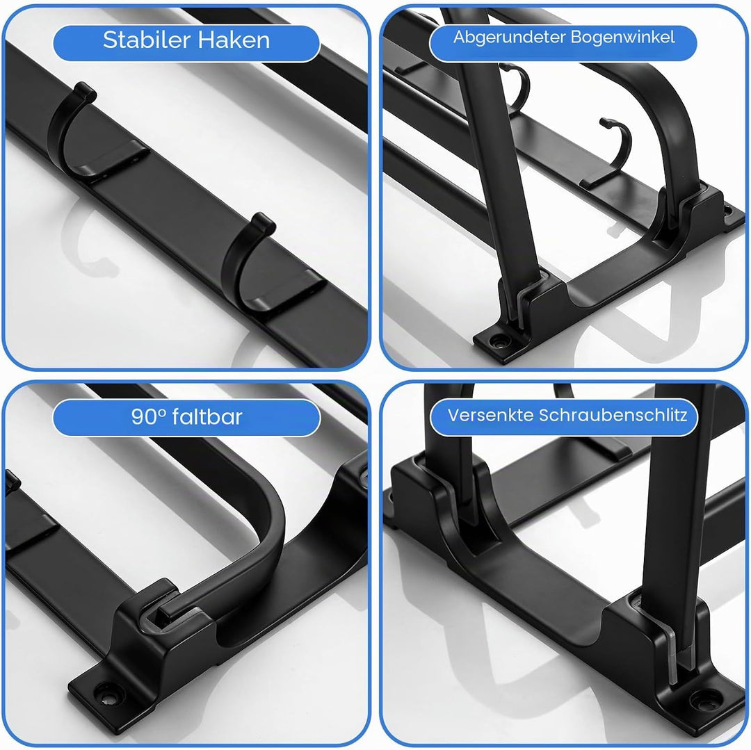 58CM Handtuchhalter Schwarz, Handtuchhalter Bad aus Aluminium, Wandmontage Bohren Handtuchhalter mit