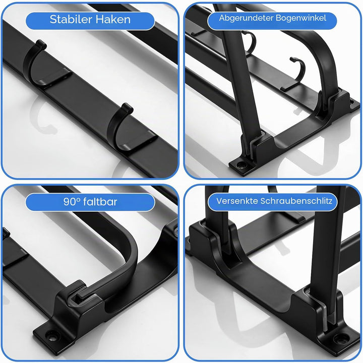 58CM Handtuchhalter Schwarz, Handtuchhalter Bad aus Aluminium, Wandmontage Bohren Handtuchhalter mit