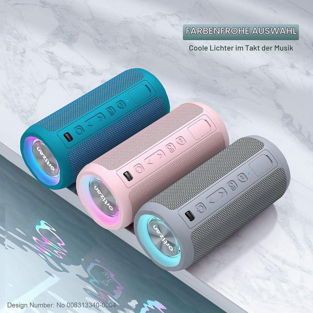 Ortizan Bluetooth Lautsprecher mit Licht, Musikbox Tragbarer Bluetooth Box mit IPX7 wasserdicht, Dua