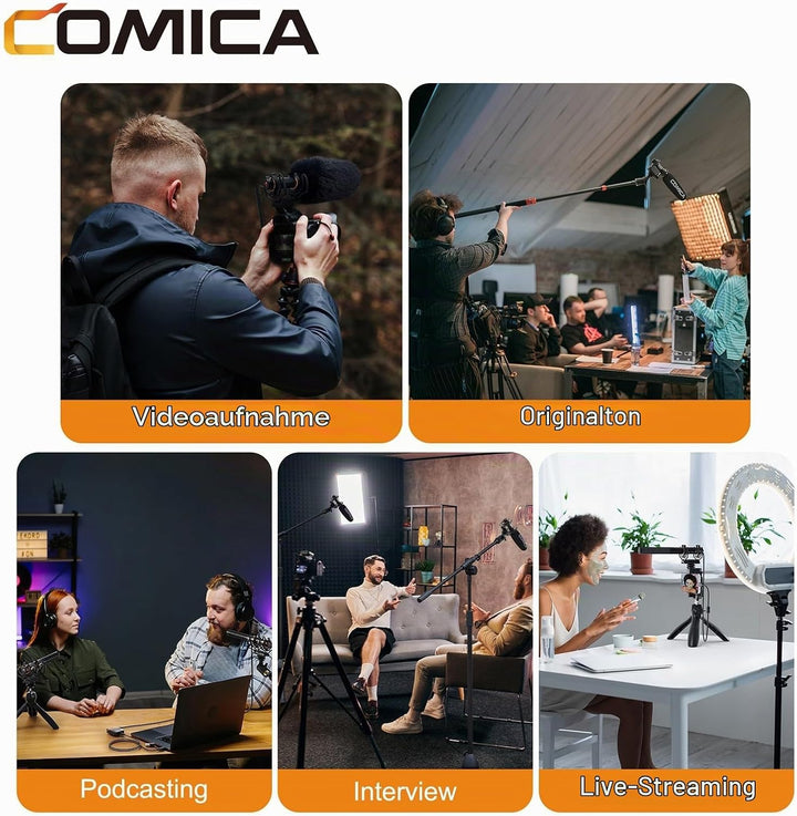 comica VM40 Professionelles Richtmikrofon, kabelloses 2,4-G-Supernieren-Kondensatormikrofon, univers