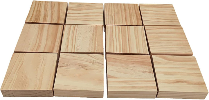 Unlackierte quadratische Holzblöcke zum Basteln, 10 x 10 x 2,5 cm, blanko, Kiefernholzbretter für Ho