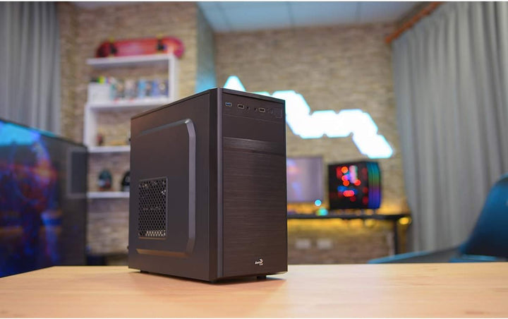 AeroCool CS103 - Micro ATX PC-Gehäuse, poliertes Aluminium, 80 mm Lüfter hinten schwarz única Schwar