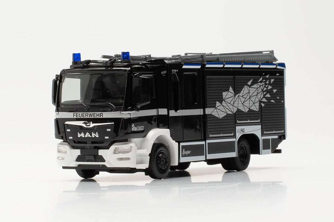 Herpa LKW Modell Man TGM CC Ziegler Z-Cab Interkantonales Feuerwehr-Ausbildungszentr. CH, im Masssta