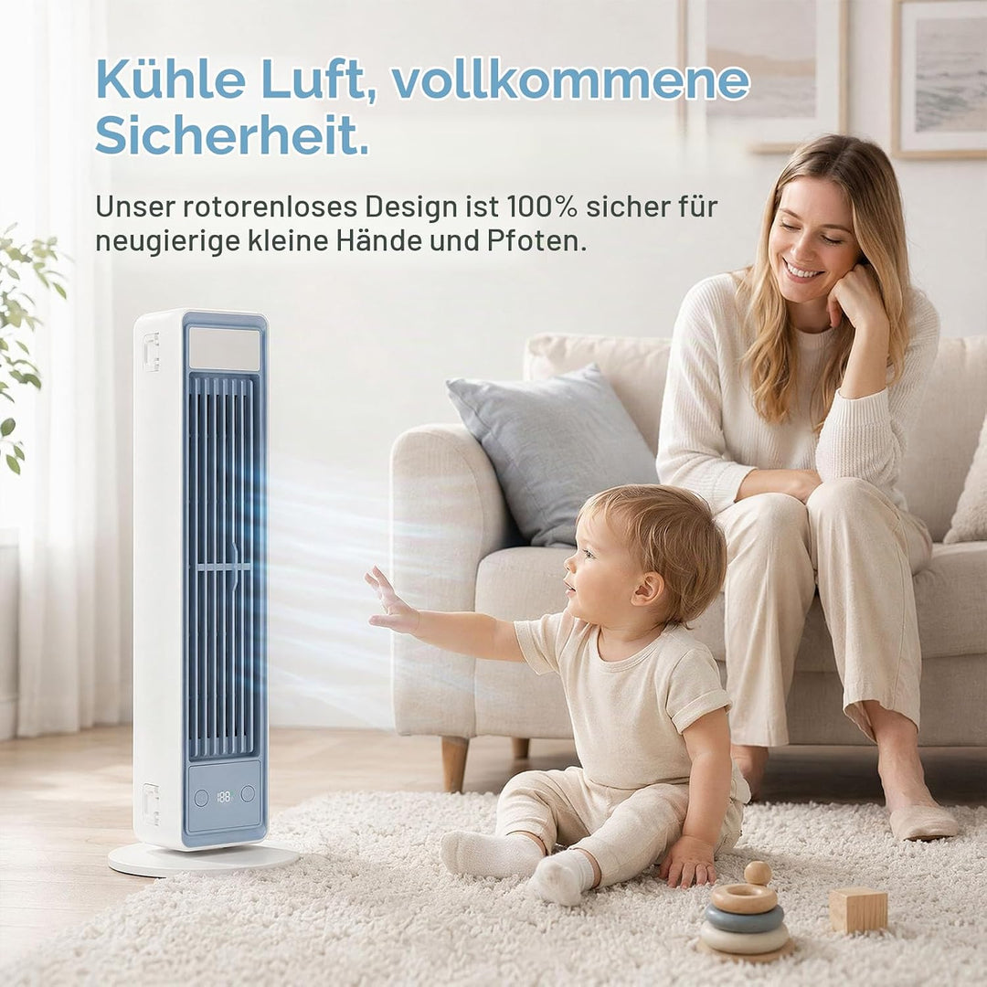 Mobiler Luftkühler für Schreibtisch &amp; Büro, Tragbare Klimaanlage Kompakt, Leiser Tischventilator ohn